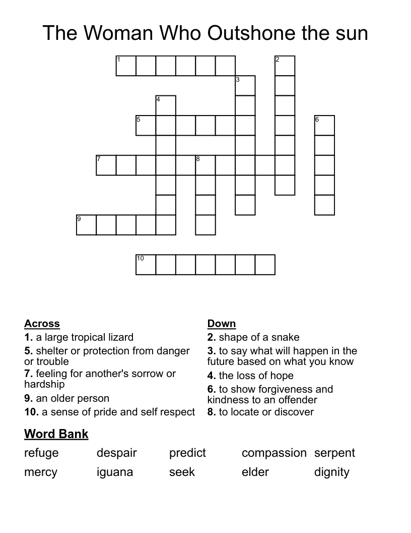 The Woman Who Outshone the sun Crossword