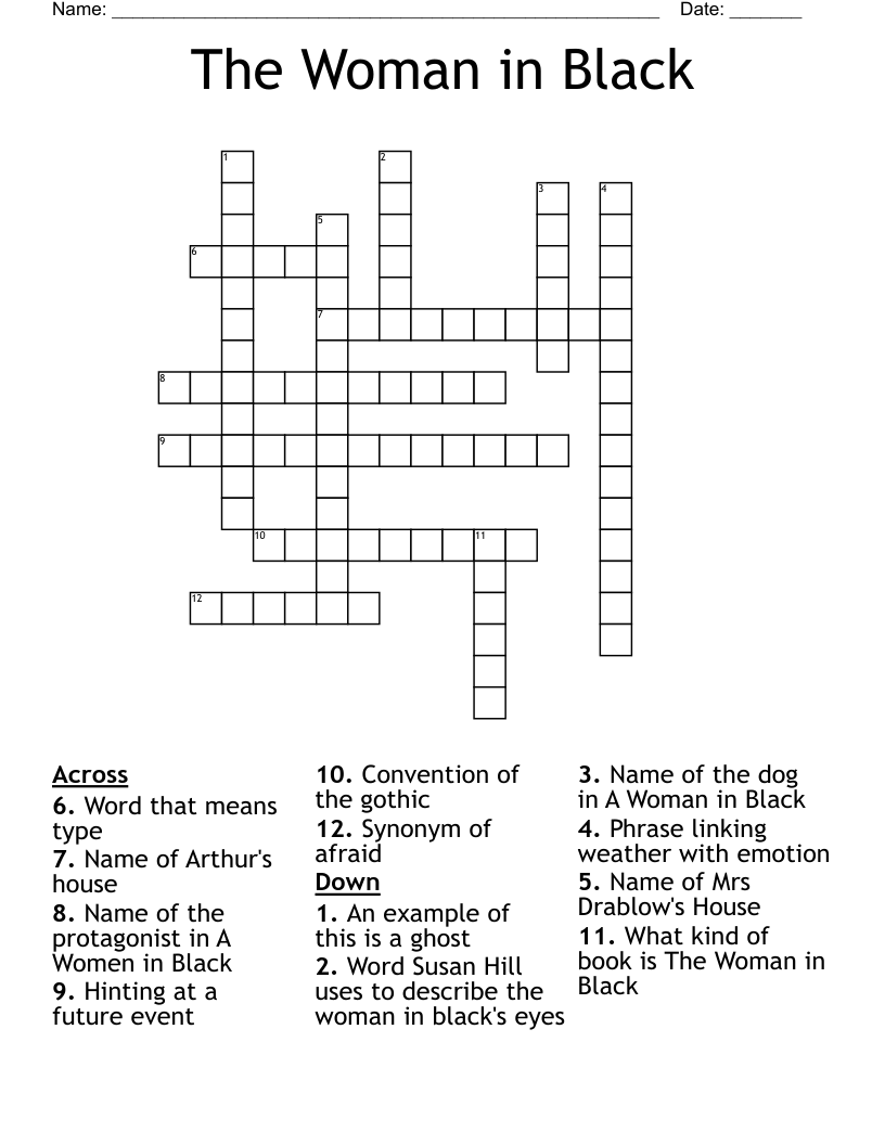 The Woman in Black Crossword