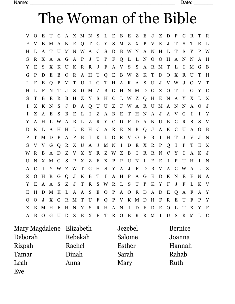The Woman of the Bible Word Search
