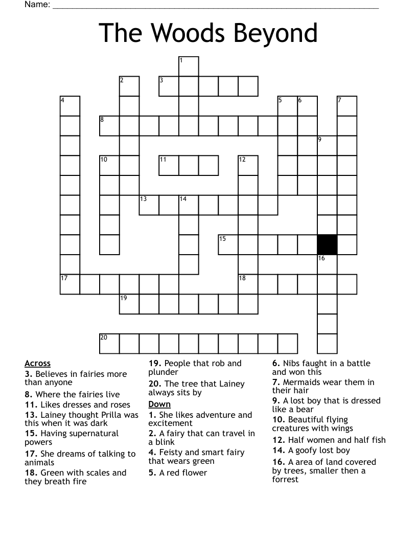 The Woods Beyond Crossword