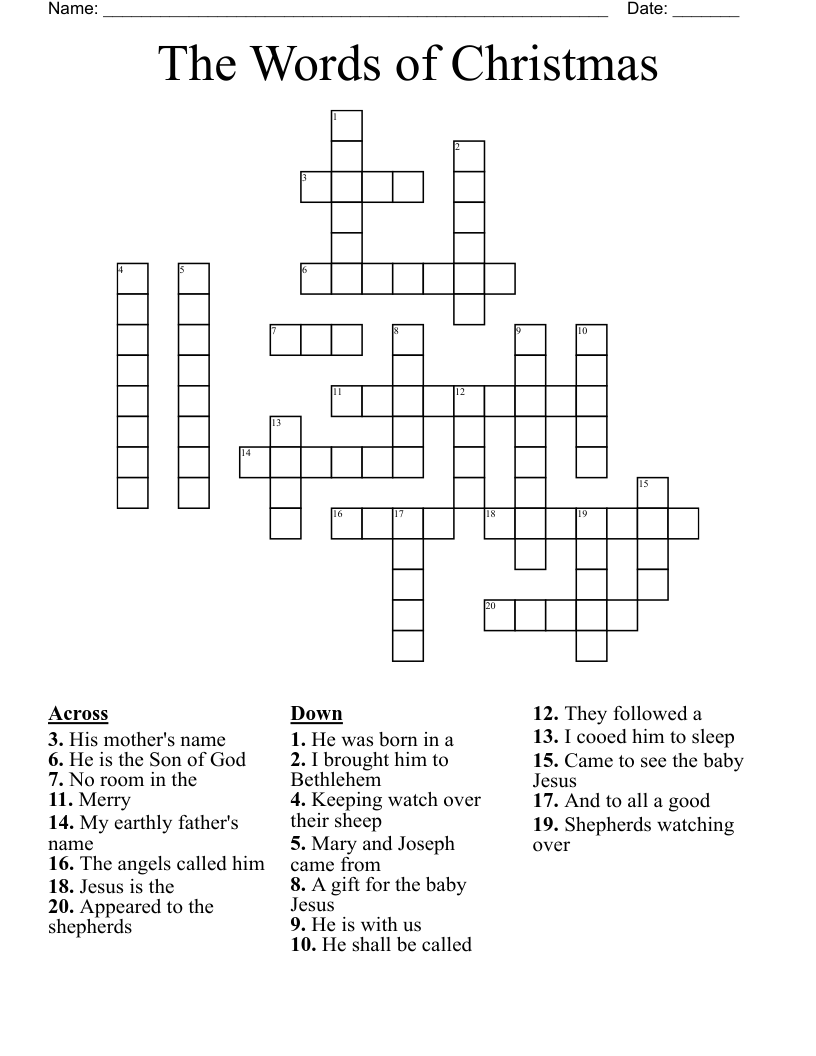 The Words of Christmas Crossword