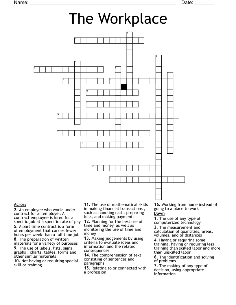 The Workplace Crossword