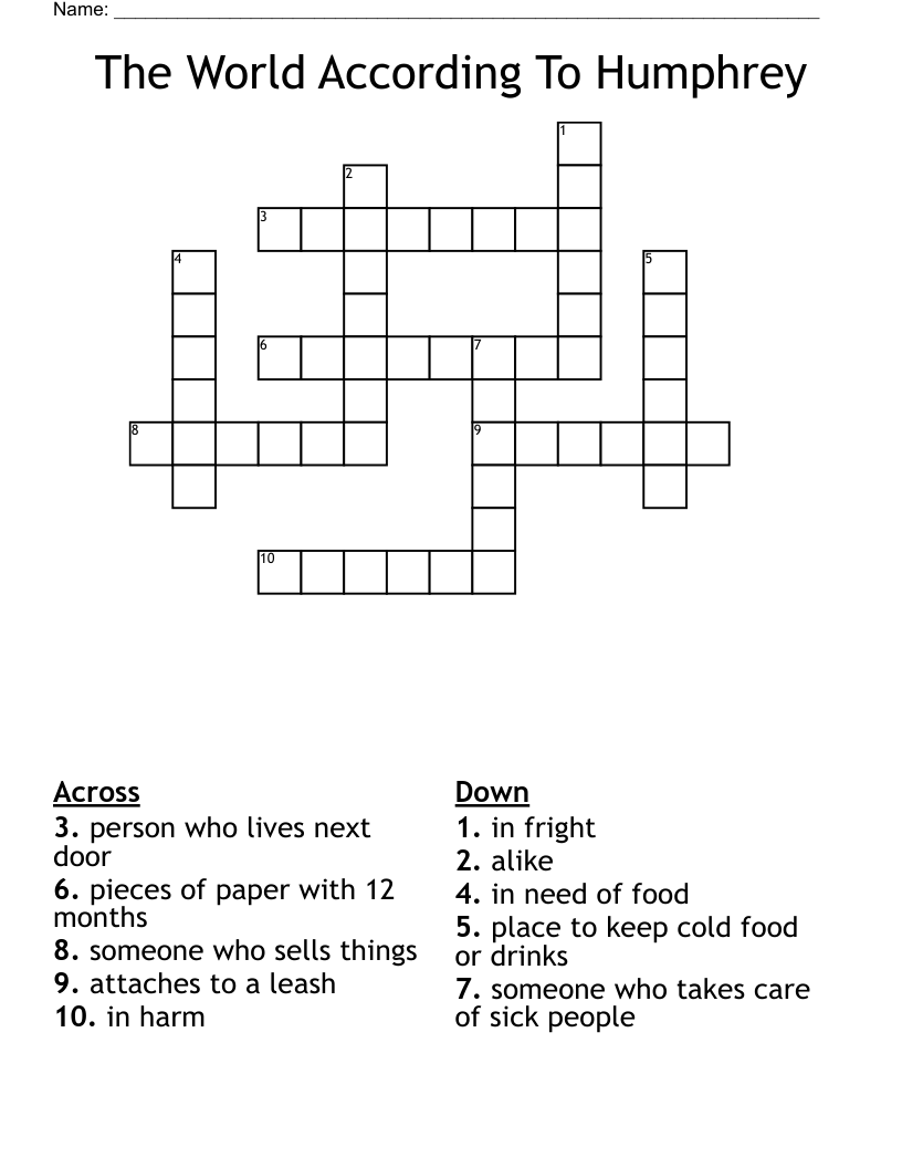 The World According To Humphrey Crossword
