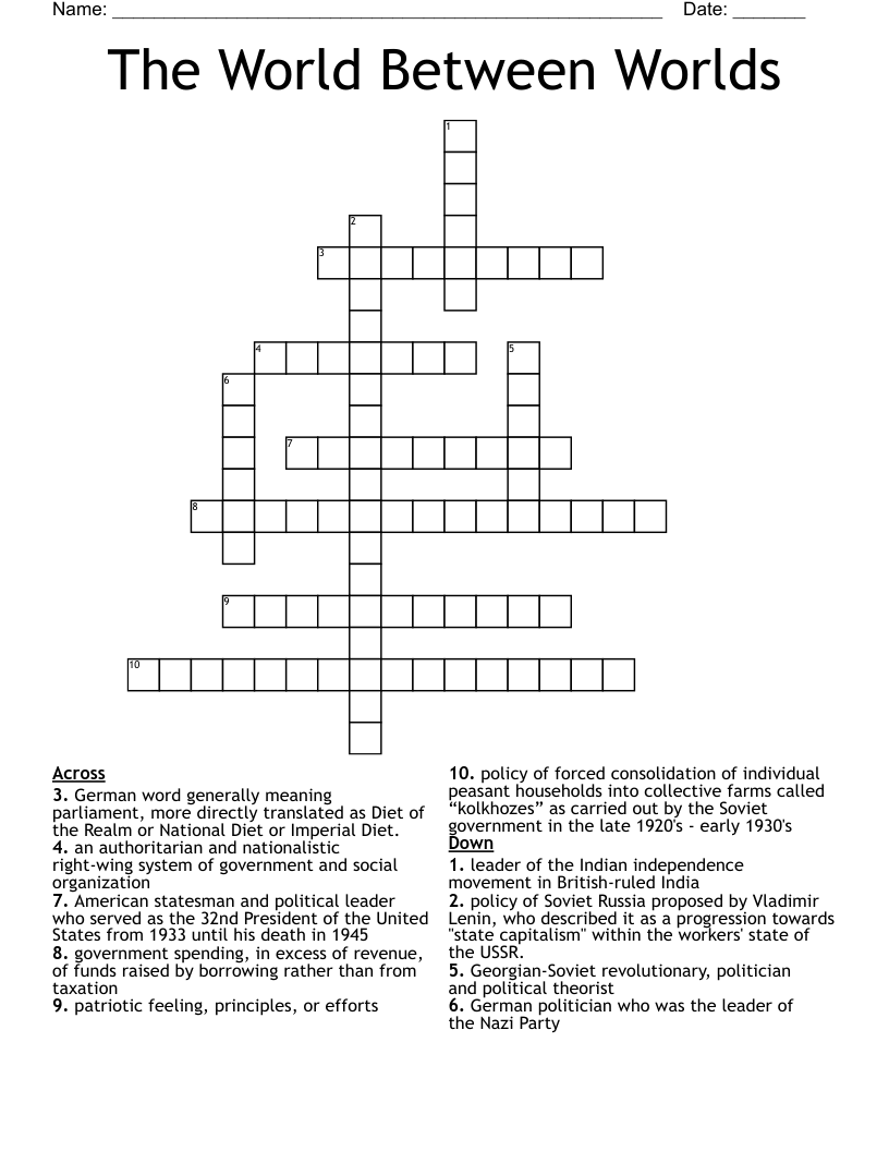 The World Between Worlds  Crossword