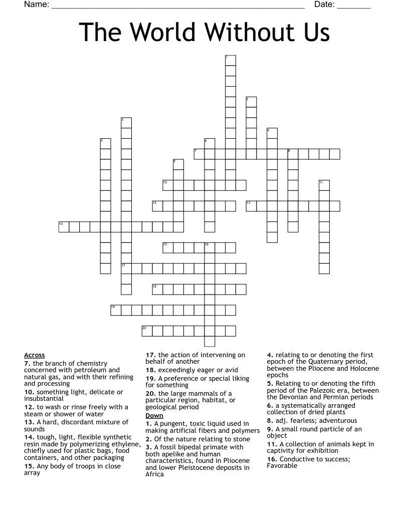 The World Without Us Crossword