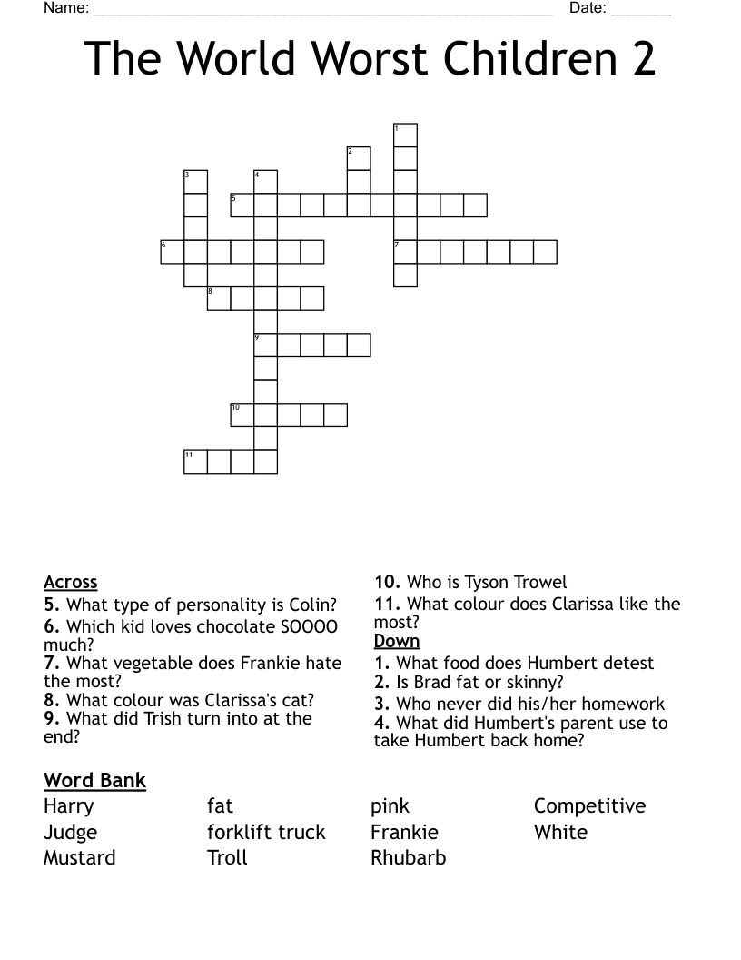 The World Worst Children 2 Crossword