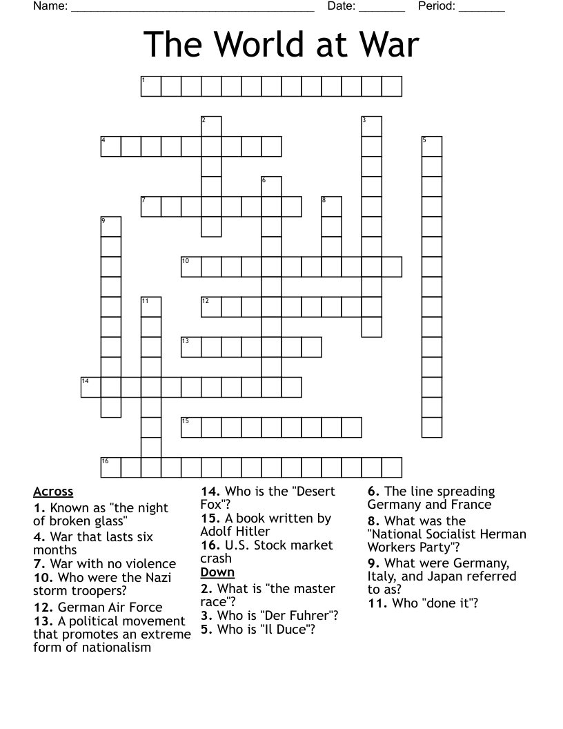 The World at War Crossword