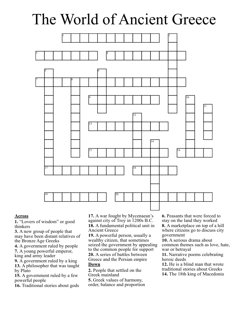 The World of Ancient Greece Crossword