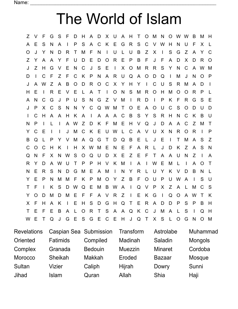 The World of Islam Word Search