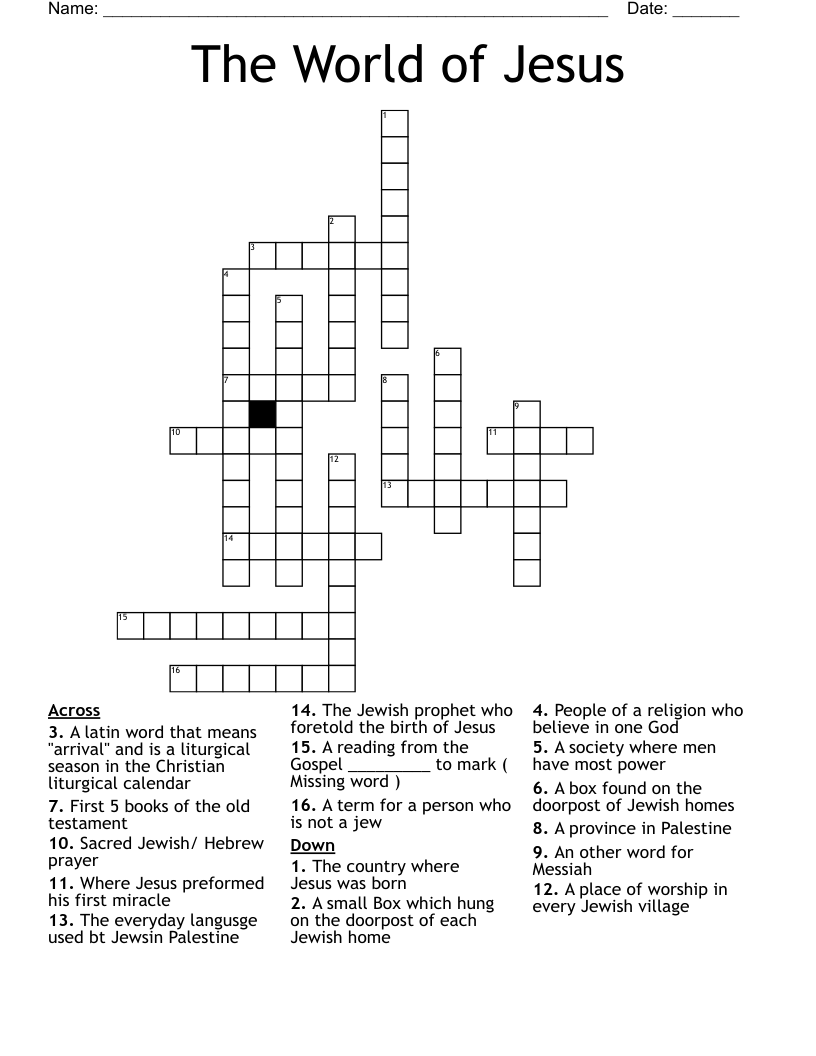 The World of Jesus Crossword