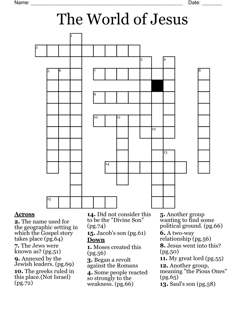 The World of Jesus Crossword