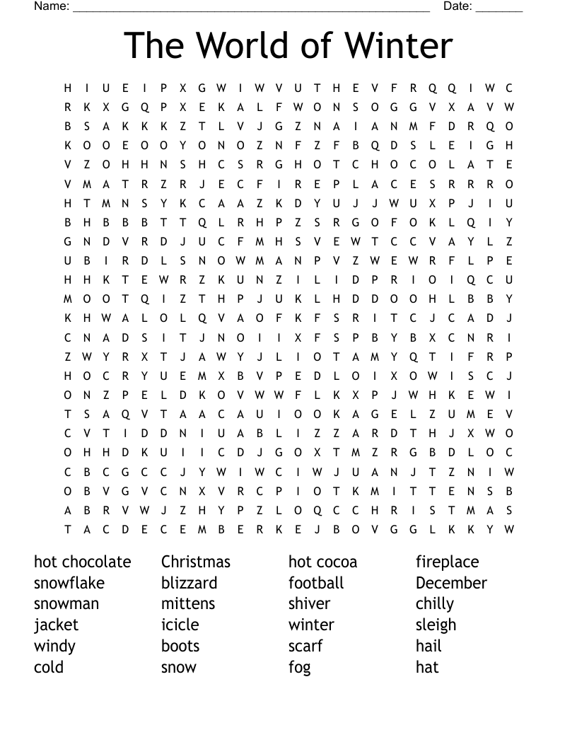 The World of Winter Word Search