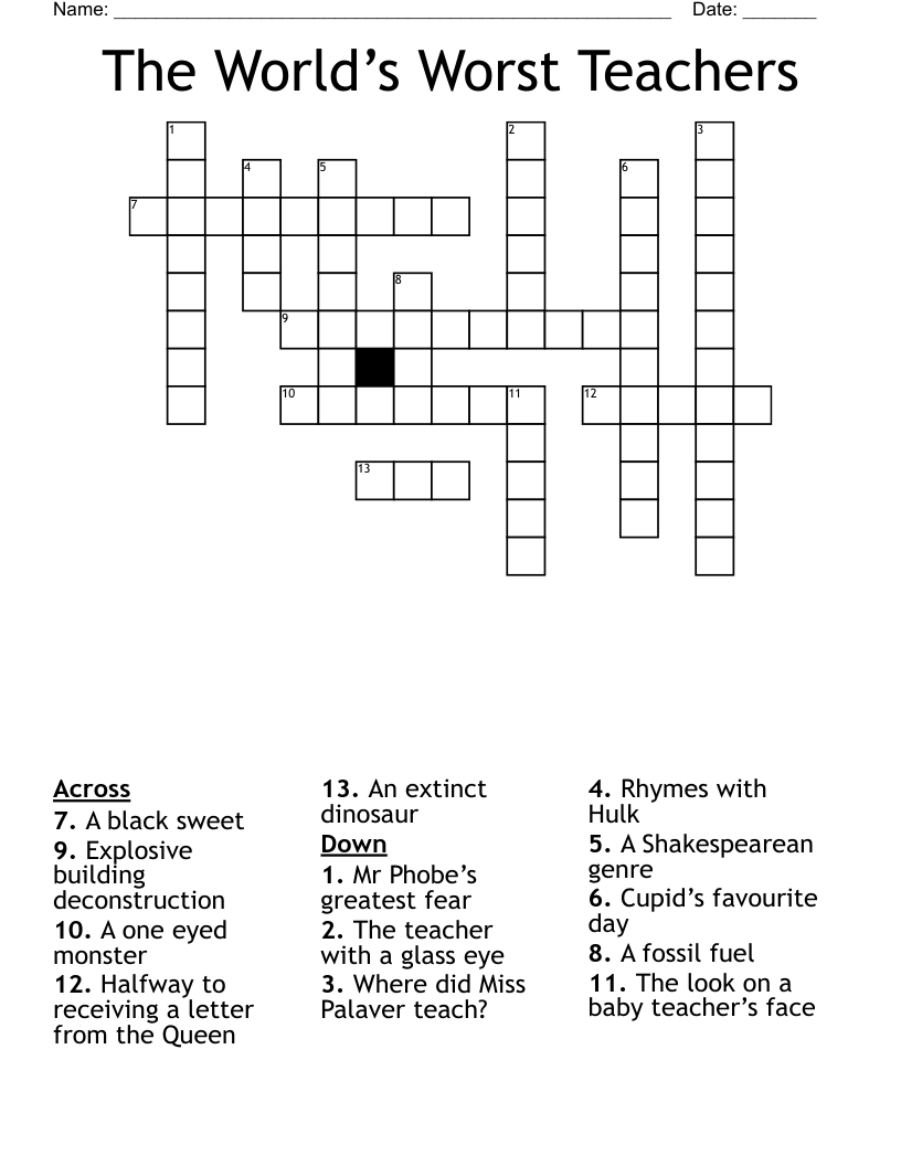 The World’s Worst Teachers  Crossword
