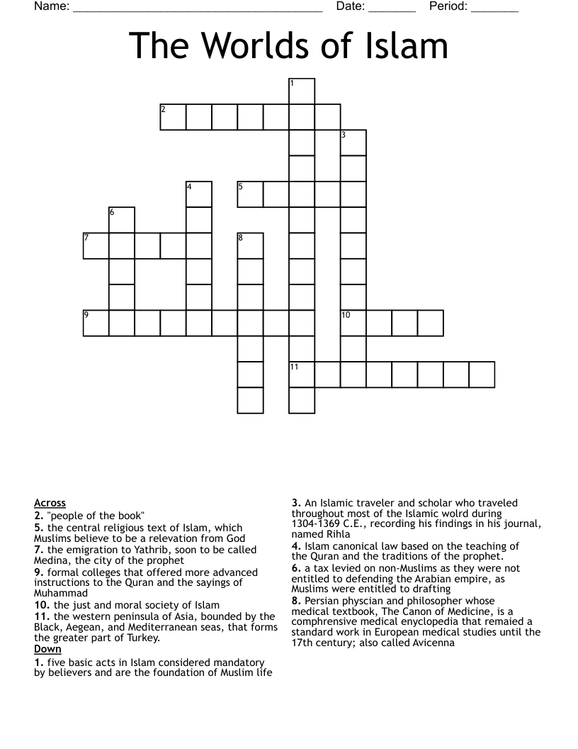 The Worlds of Islam Crossword