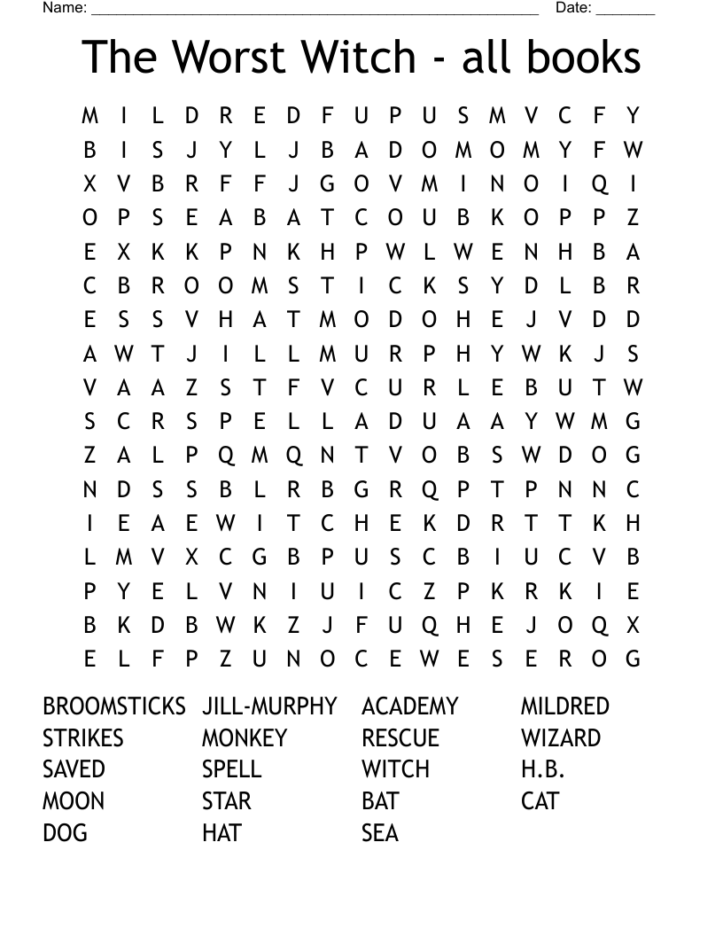The Worst Witch - all books Word Search