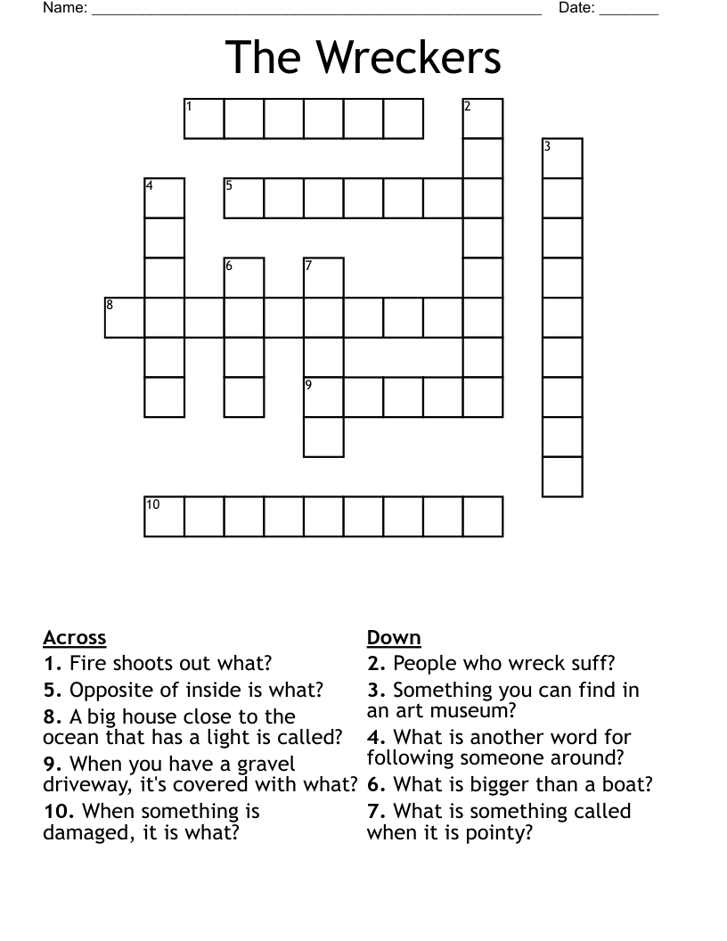 The Wreckers Crossword