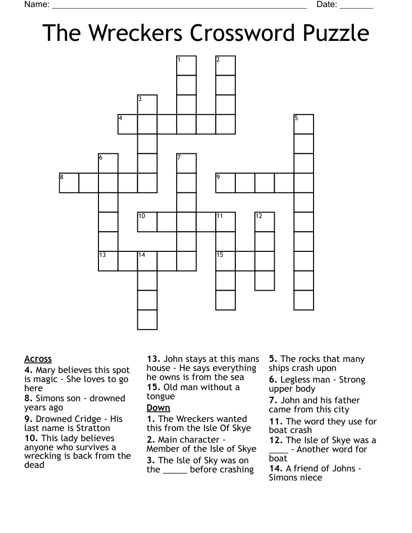 The Wreckers Crossword Puzzle