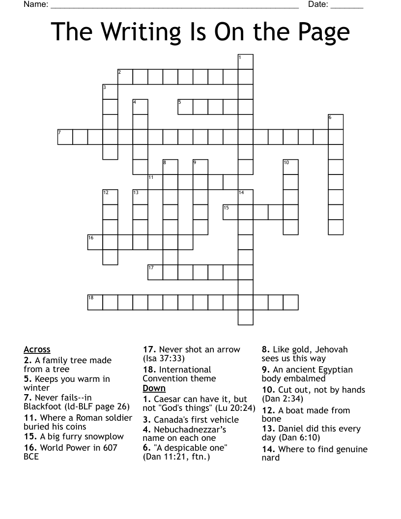 The Writing Is On the Page Crossword