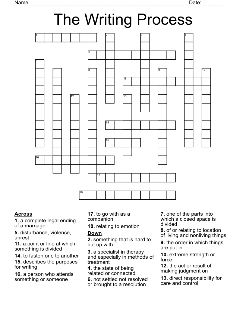 The Writing Process Crossword