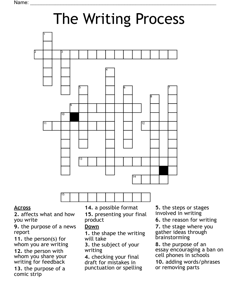 The Writing Process Crossword