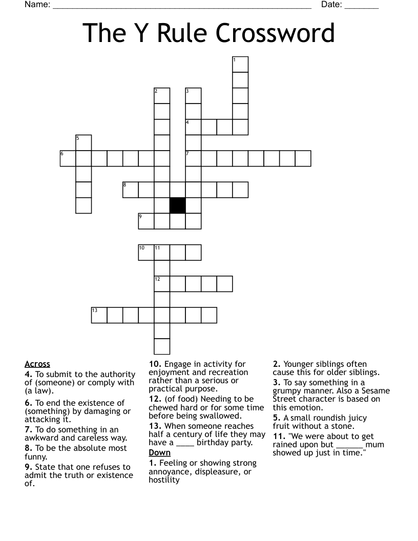 The Y Rule Crossword