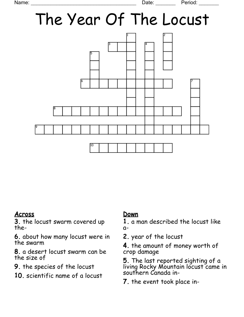 The Year Of The Locust Crossword