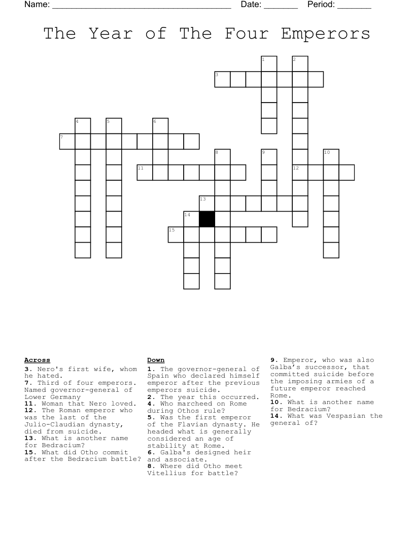 The Year of The Four Emperors Crossword