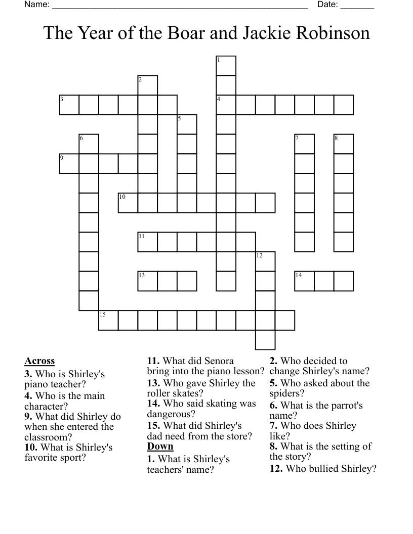 The Year of the Boar and Jackie Robinson Crossword