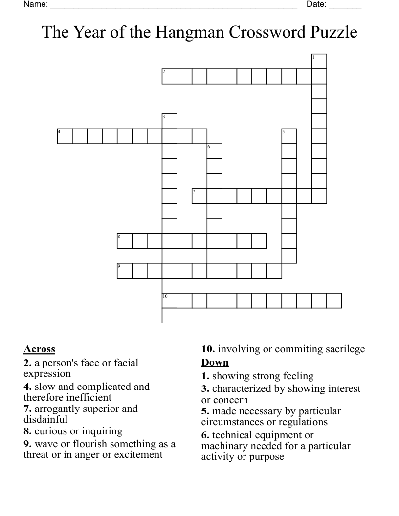The Year of the Hangman Crossword Puzzle