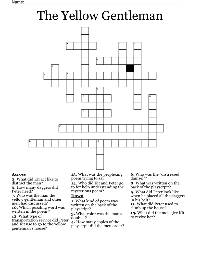 The Yellow Gentleman Crossword