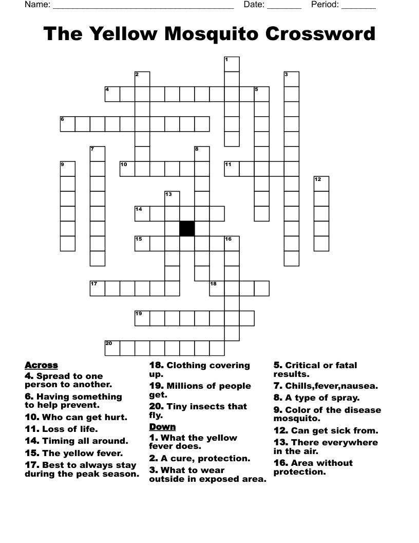 The Yellow Mosquito Crossword