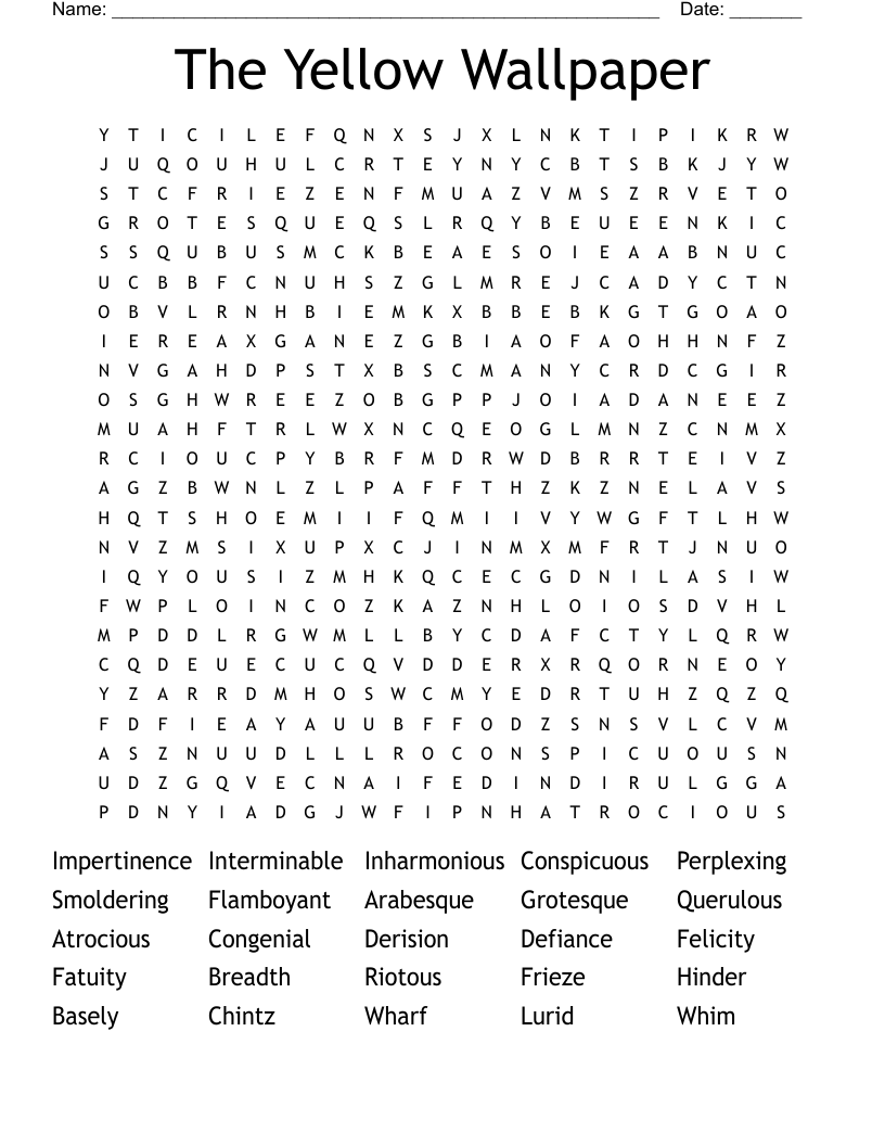 The Yellow Wallpaper Word Search