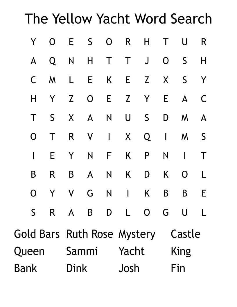 The Yellow Yacht Word Search