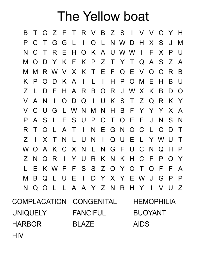 The Yellow boat  Word Search
