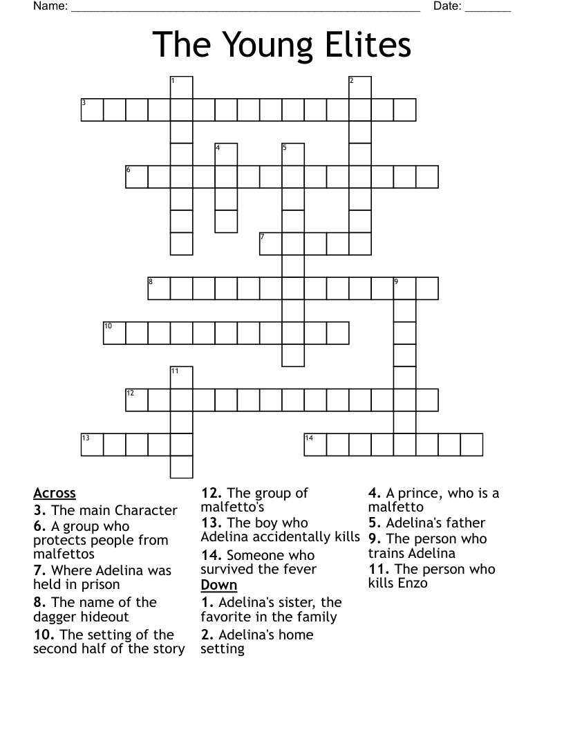 The Young Elites Crossword