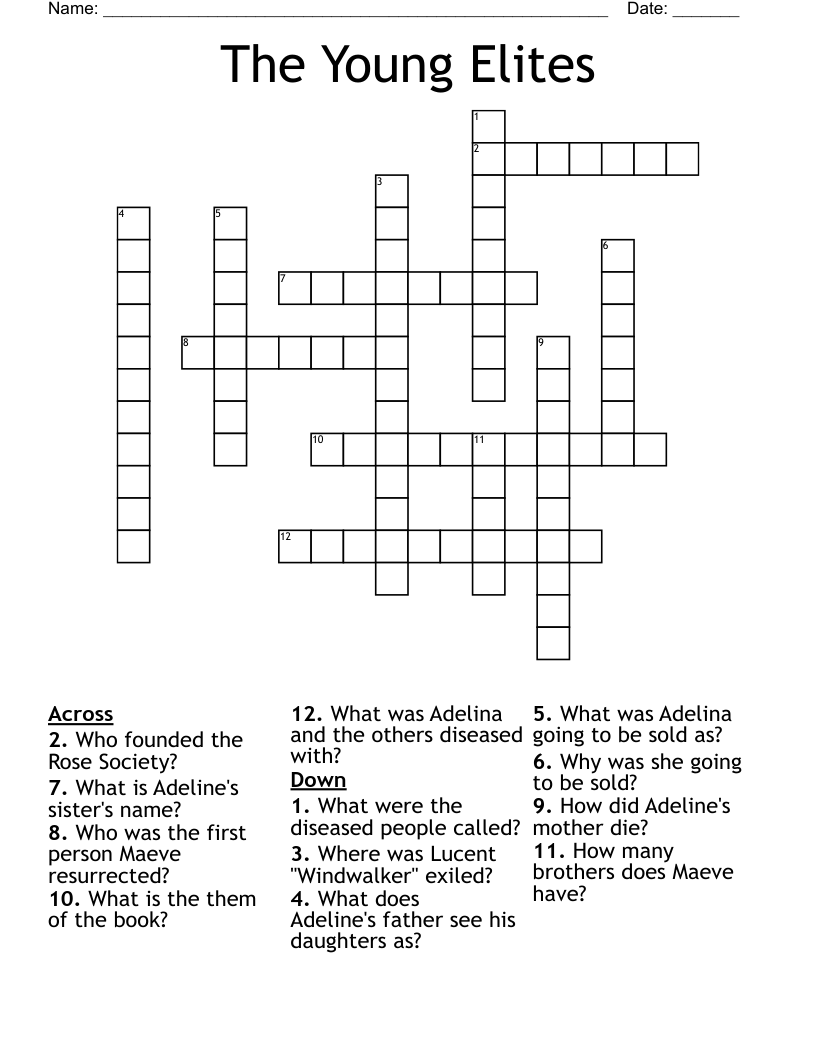 The Young Elites Crossword
