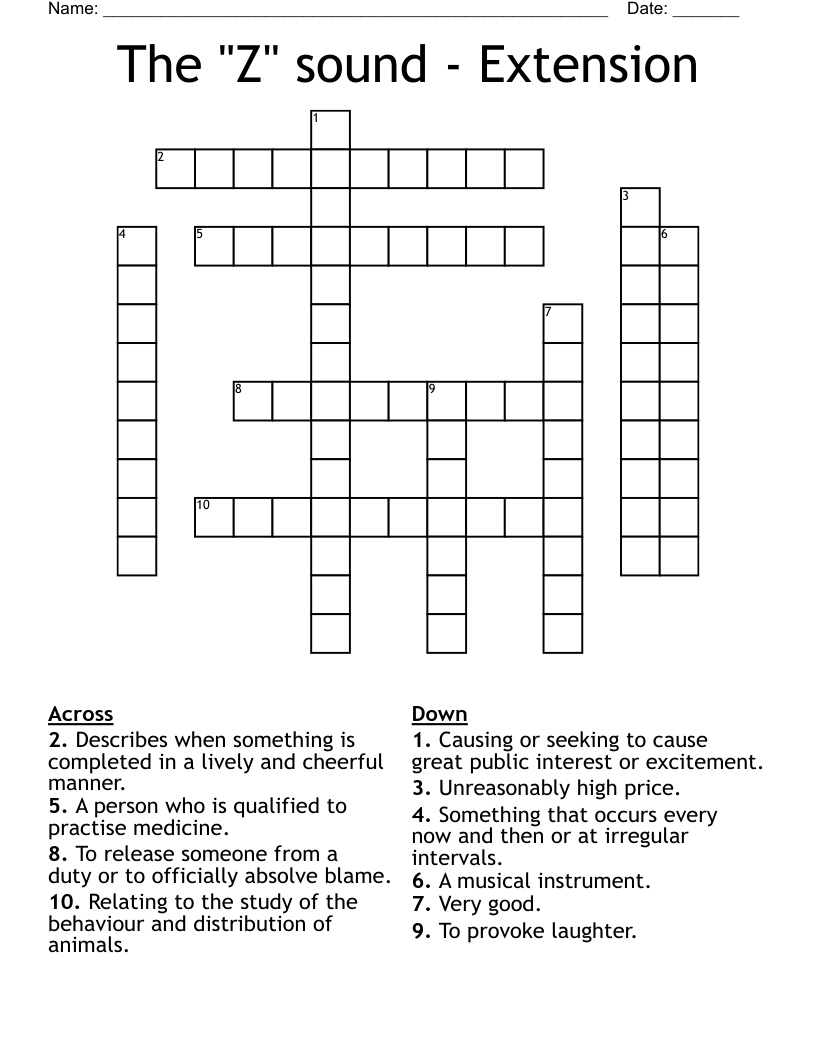 The "Z" sound - Extension Crossword