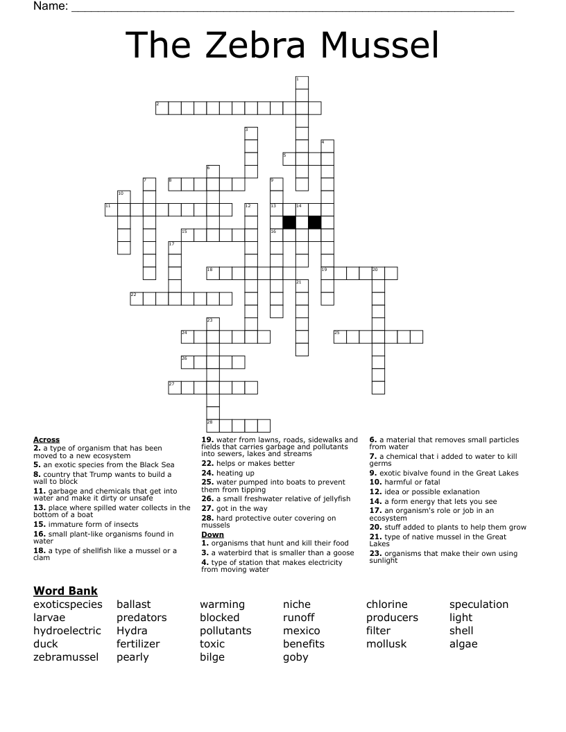 The Zebra Mussel Crossword