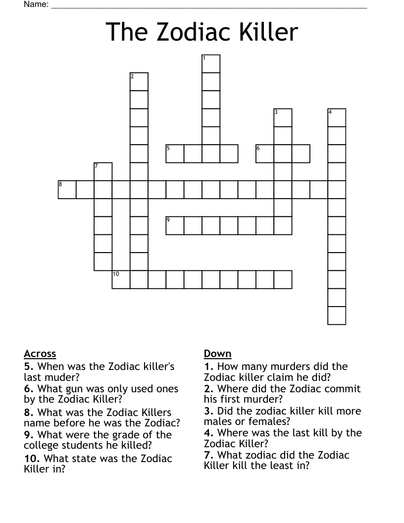 The Zodiac Killer Crossword