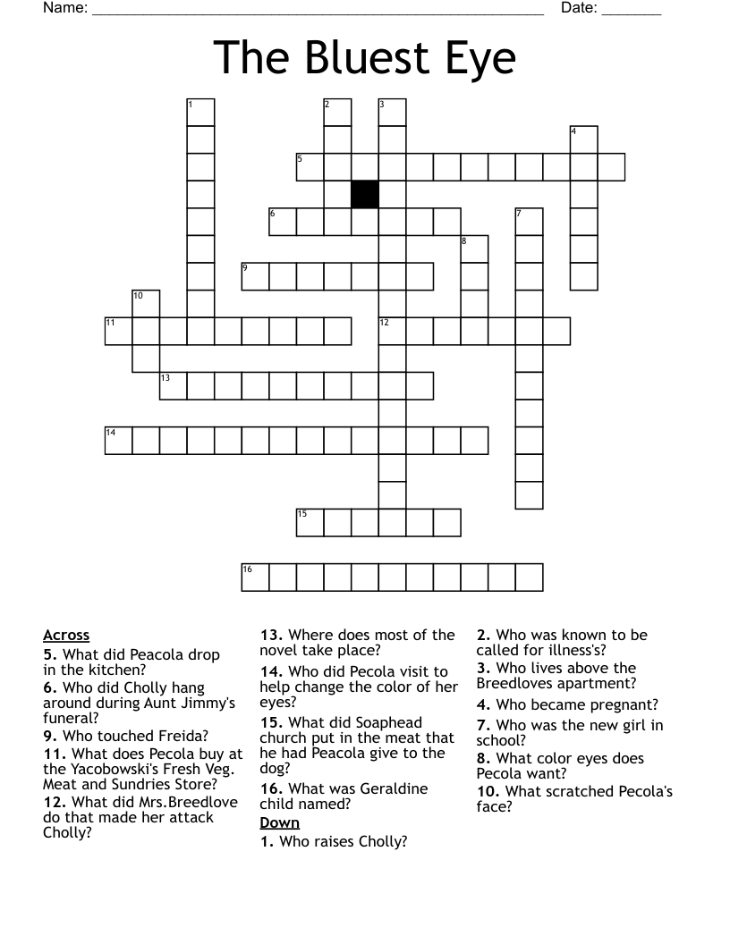 The  Bluest Eye Crossword