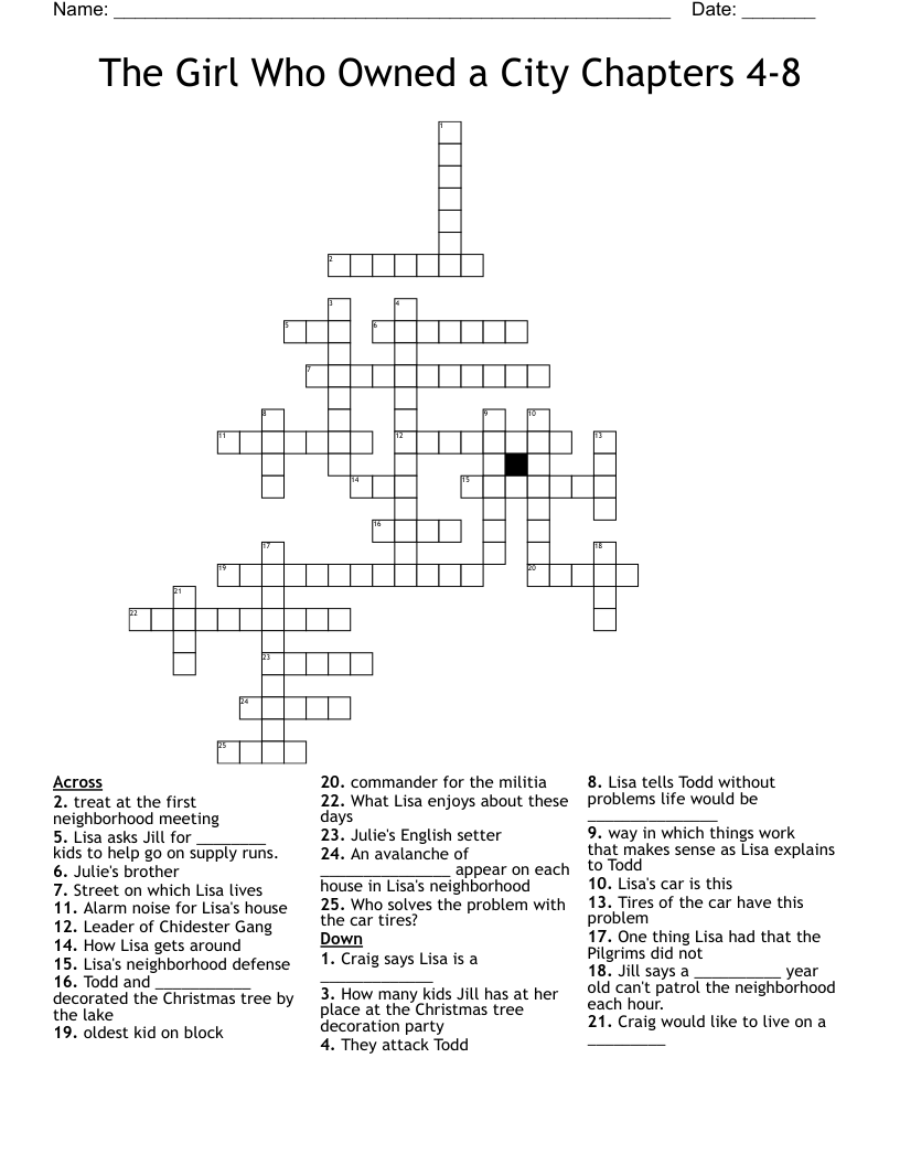 The  Girl Who Owned a City Chapters 4-8 Crossword
