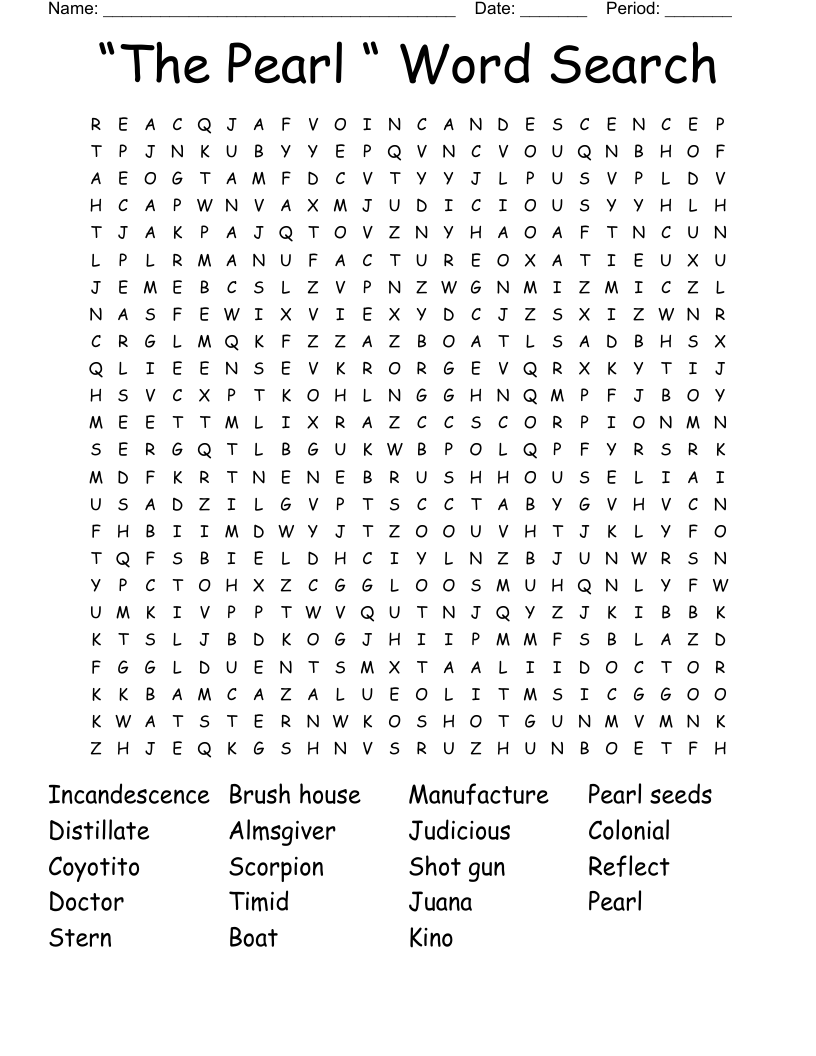 “The  Pearl “ Word Search