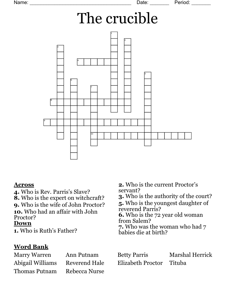 The  crucible  Crossword