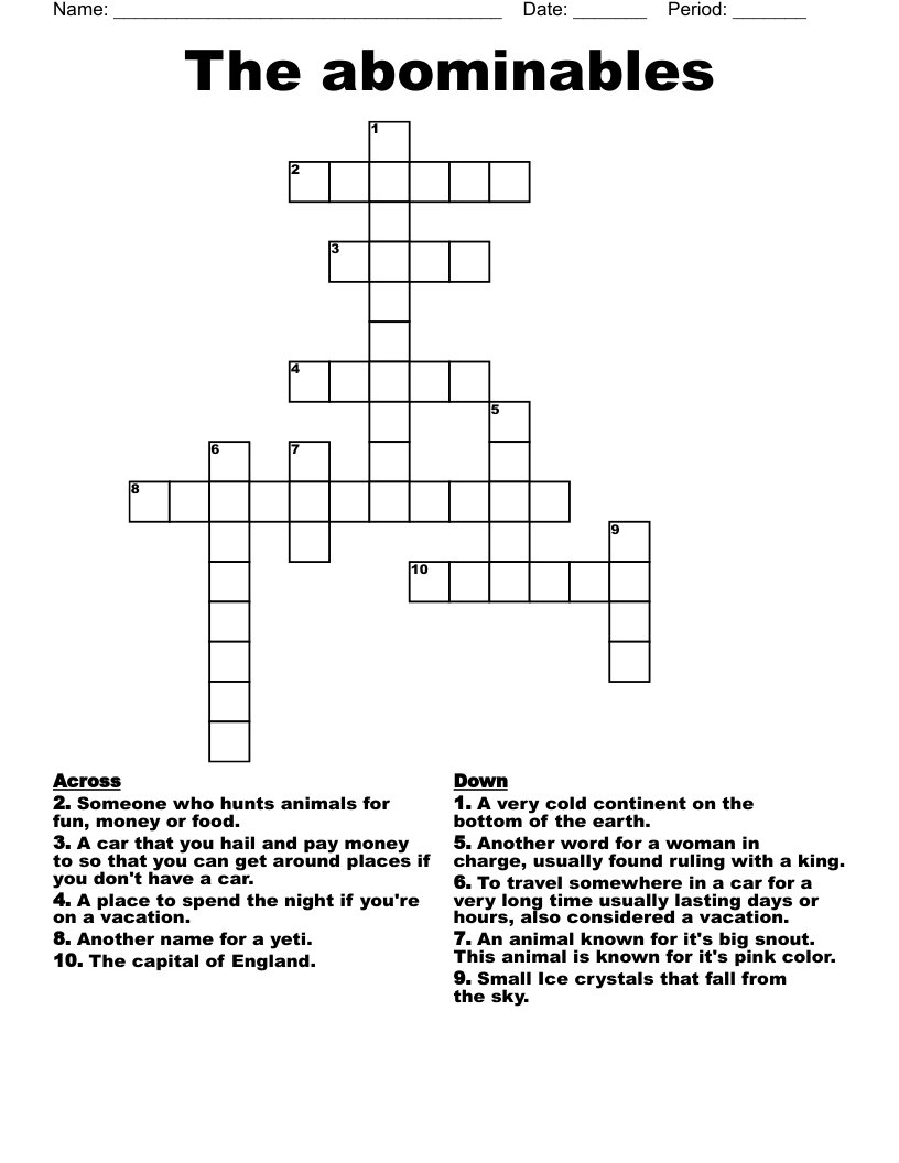 The abominables Crossword