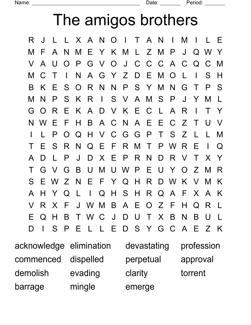 The amigos brothers Word Search