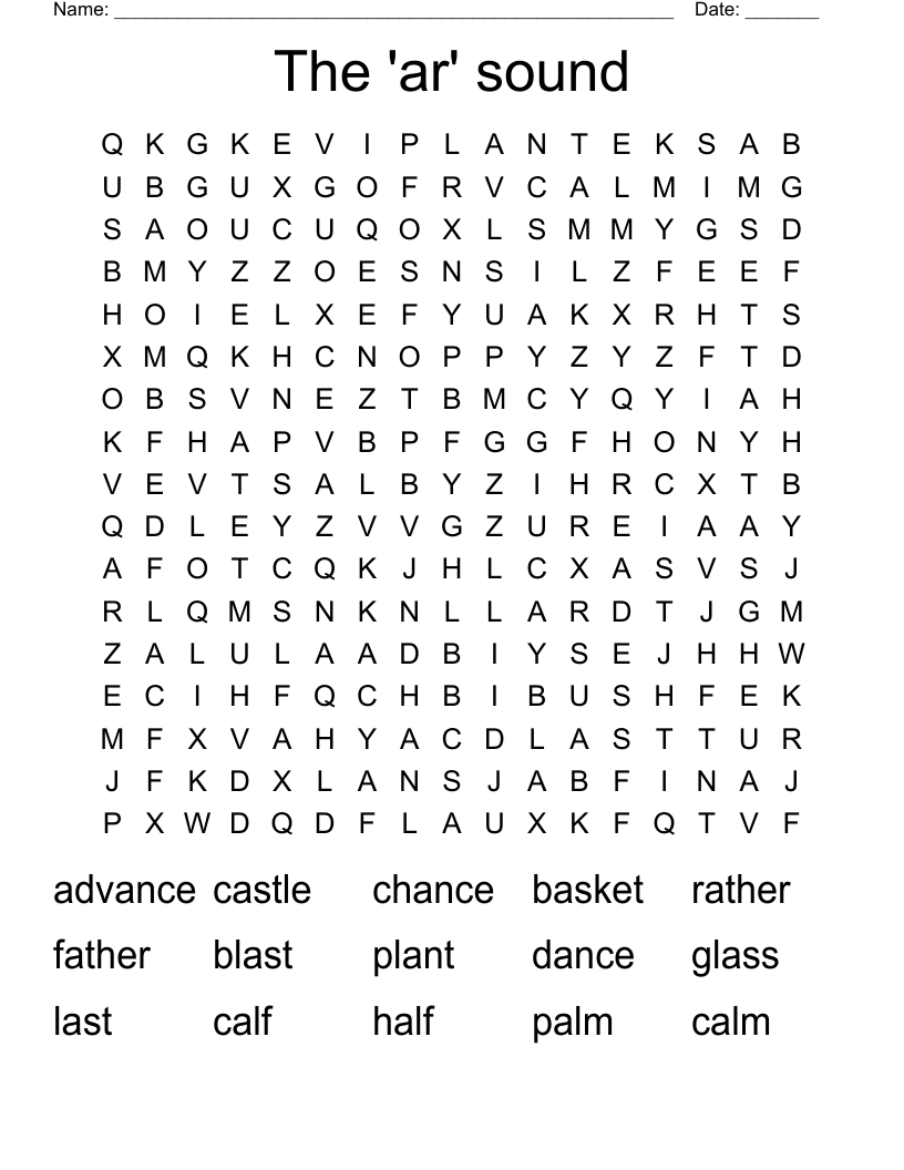 The 'ar' sound Word Search