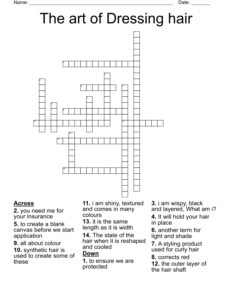 The art of Dressing hair Crossword