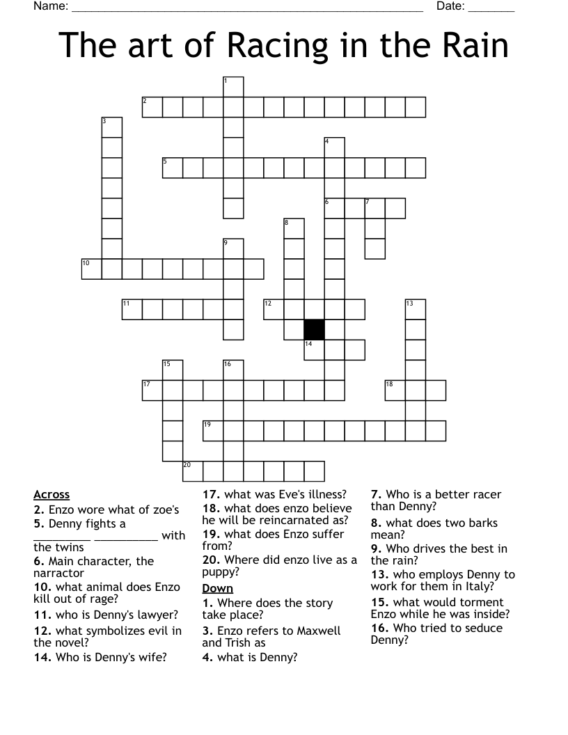 The art of Racing in the Rain Crossword