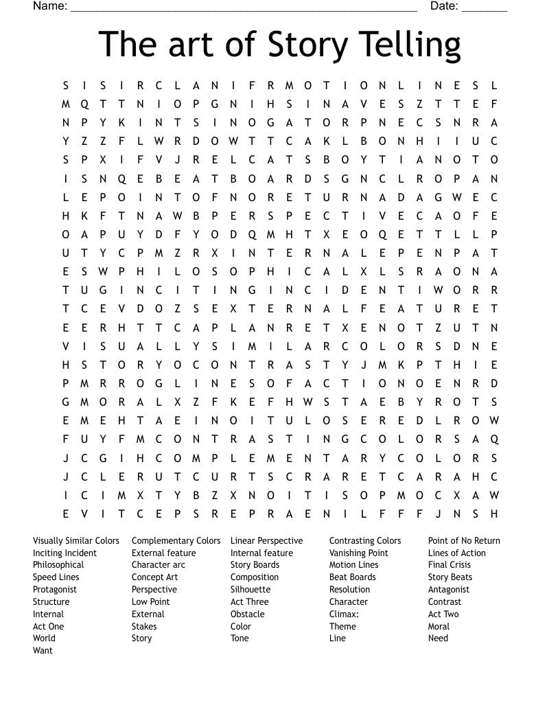 The art of Story Telling Word Search