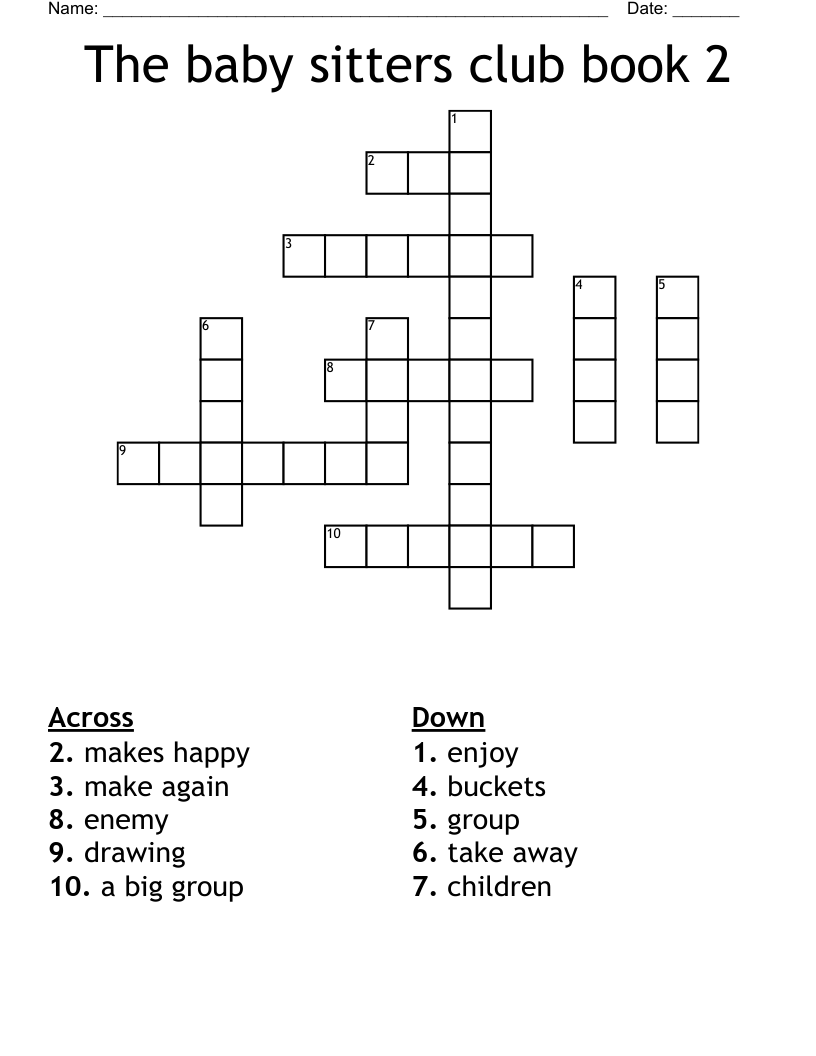The baby sitters club book 2 Crossword